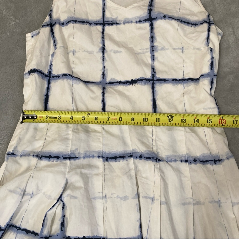 Pendleton Women’s Midi Dress Blue and White Sleeveles Pleated Sz 12 - Picture 11 of 13